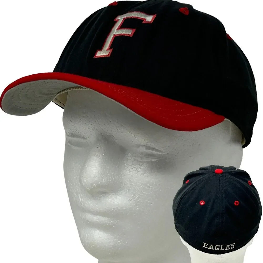 Vintage 90s Letter F Eagles Hat Cap Black New Era Made In USA Fitted 7 1/4
